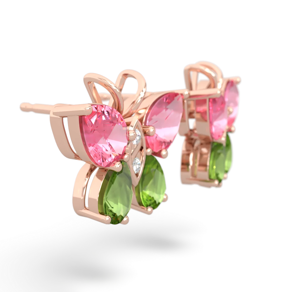 Lab Pink Sapphire Butterfly 14K Rose Gold earrings E2215