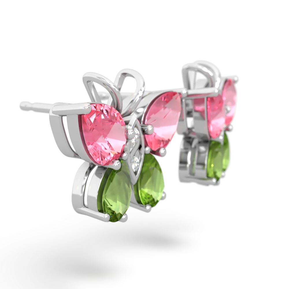 Lab Pink Sapphire Butterfly 14K White Gold earrings E2215