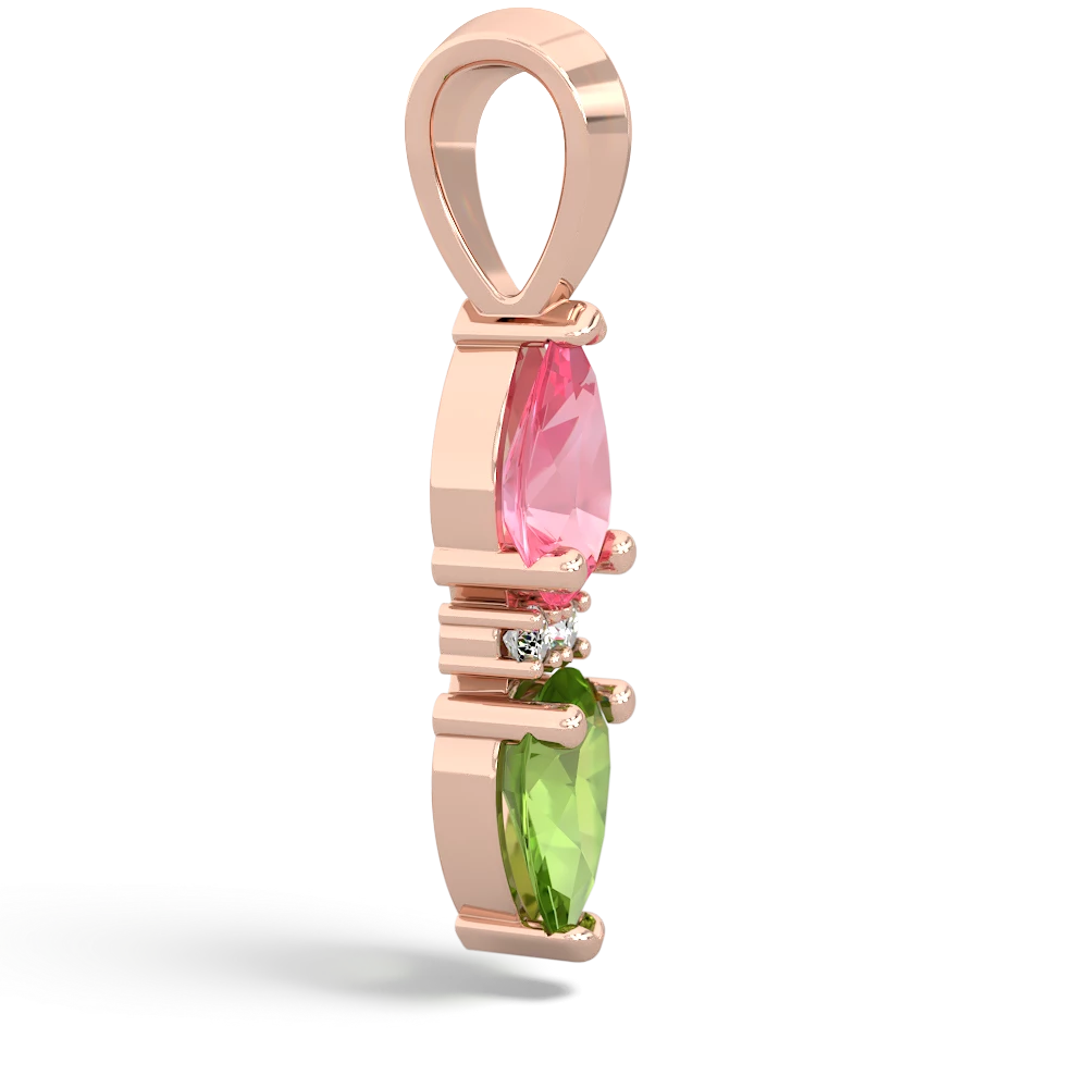 Lab Pink Sapphire Bowtie Drop 14K Rose Gold pendant P0865
