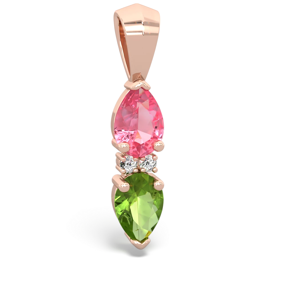 Lab Pink Sapphire Bowtie Drop 14K Rose Gold pendant P0865