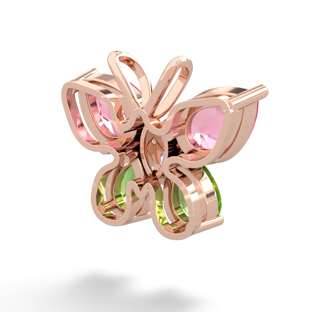 Lab Pink Sapphire Butterfly 14K Rose Gold pendant P2215