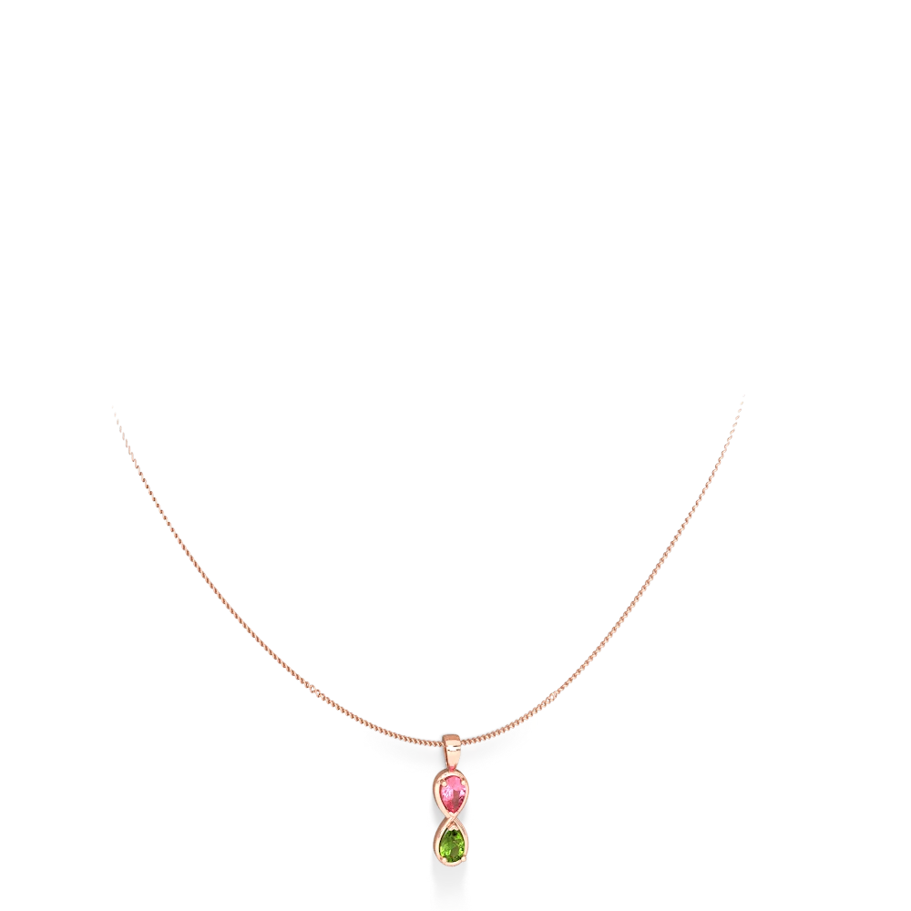 Lab Pink Sapphire Infinity 14K Rose Gold pendant P5050