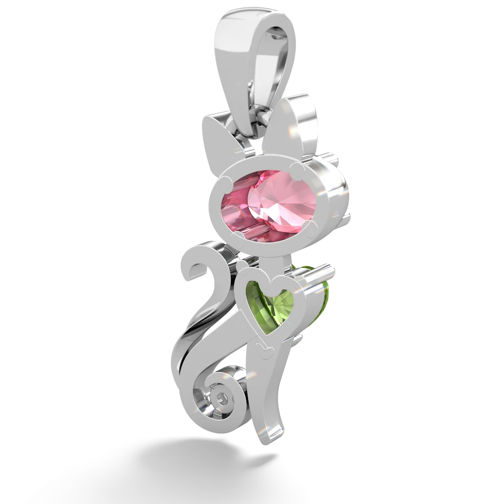 Lab Pink Sapphire Kitten 14K White Gold pendant P5780