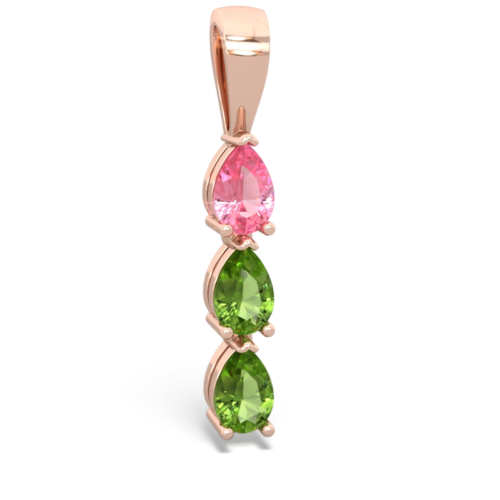 Lab Pink Sapphire Dew Drops 14K Rose Gold pendant P2251