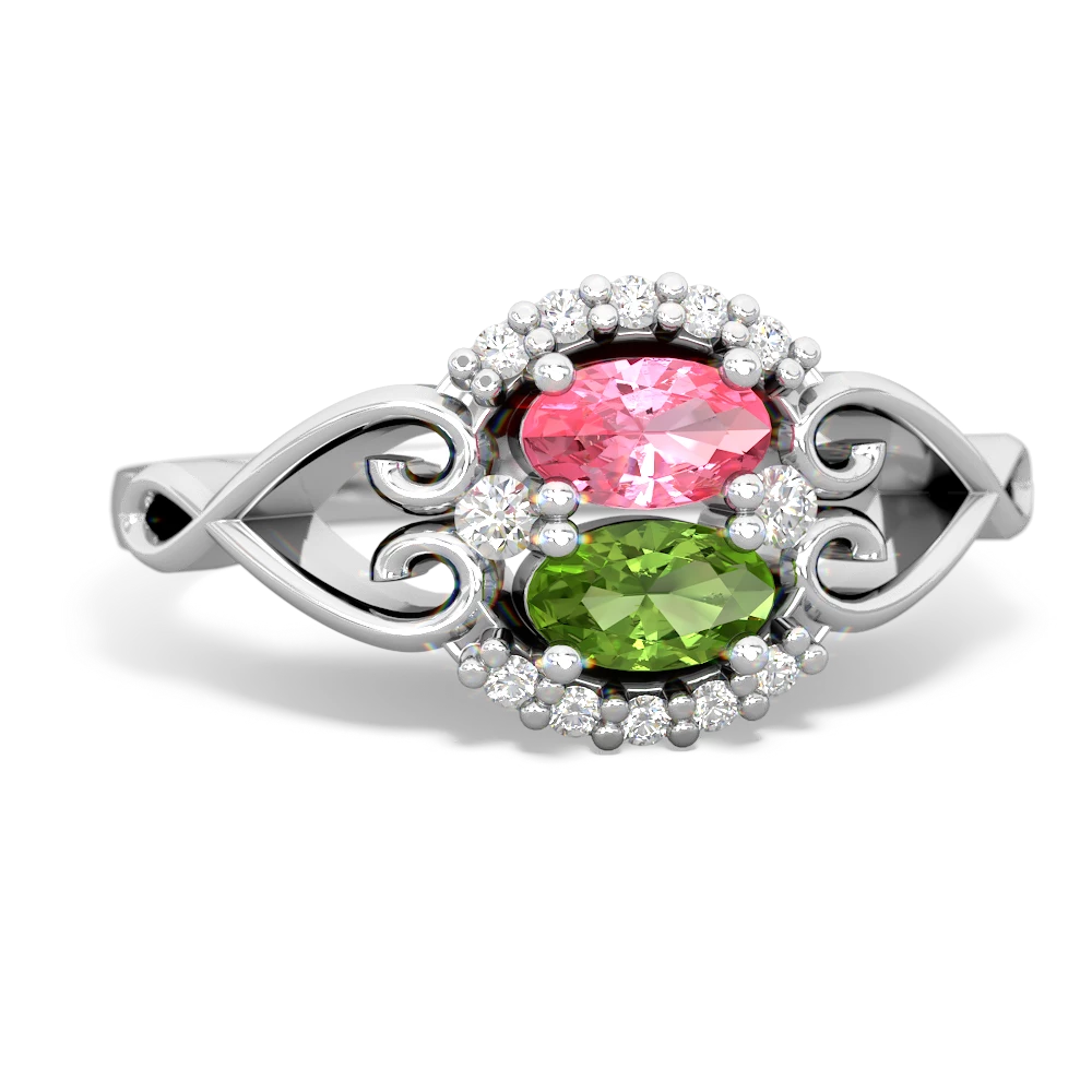 Lab Pink Sapphire Love Nest 14K White Gold ring R5860