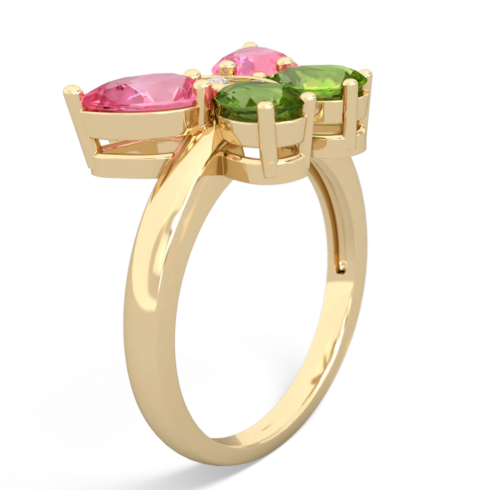 Lab Pink Sapphire Butterfly 14K Yellow Gold ring R2215