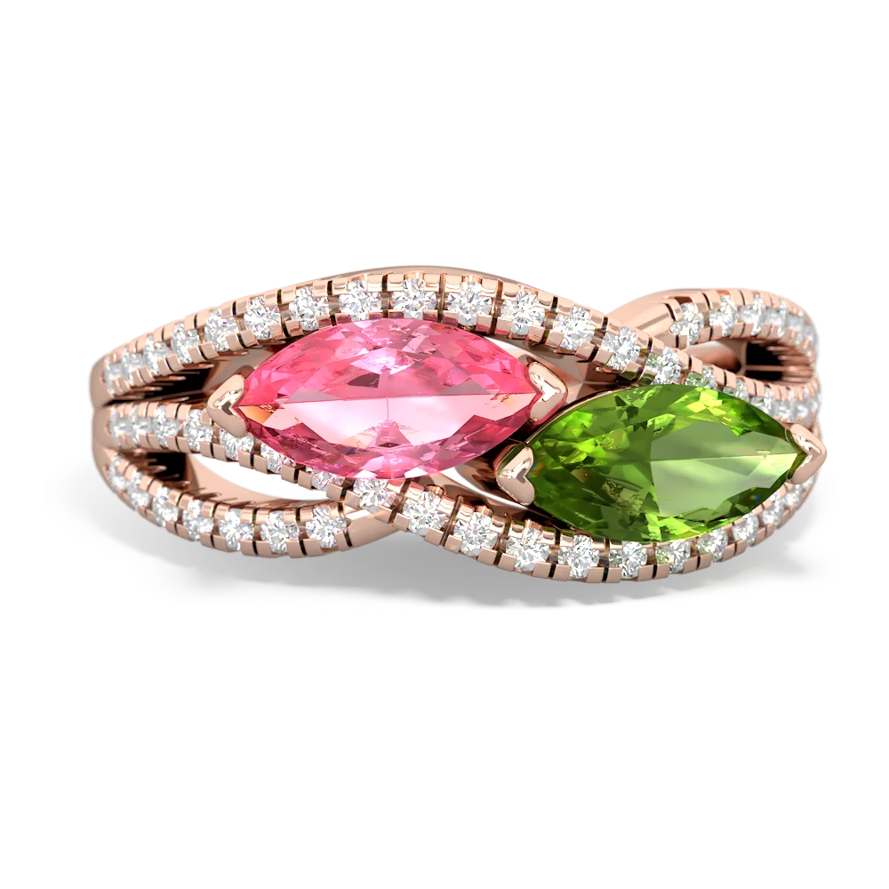 Lab Pink Sapphire Diamond Rivers 14K Rose Gold ring R3070