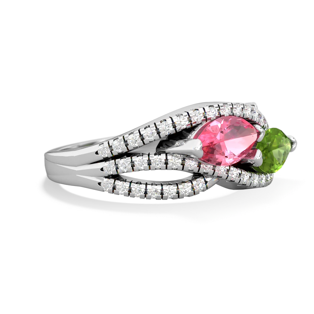 Lab Pink Sapphire Diamond Rivers 14K White Gold ring R3070