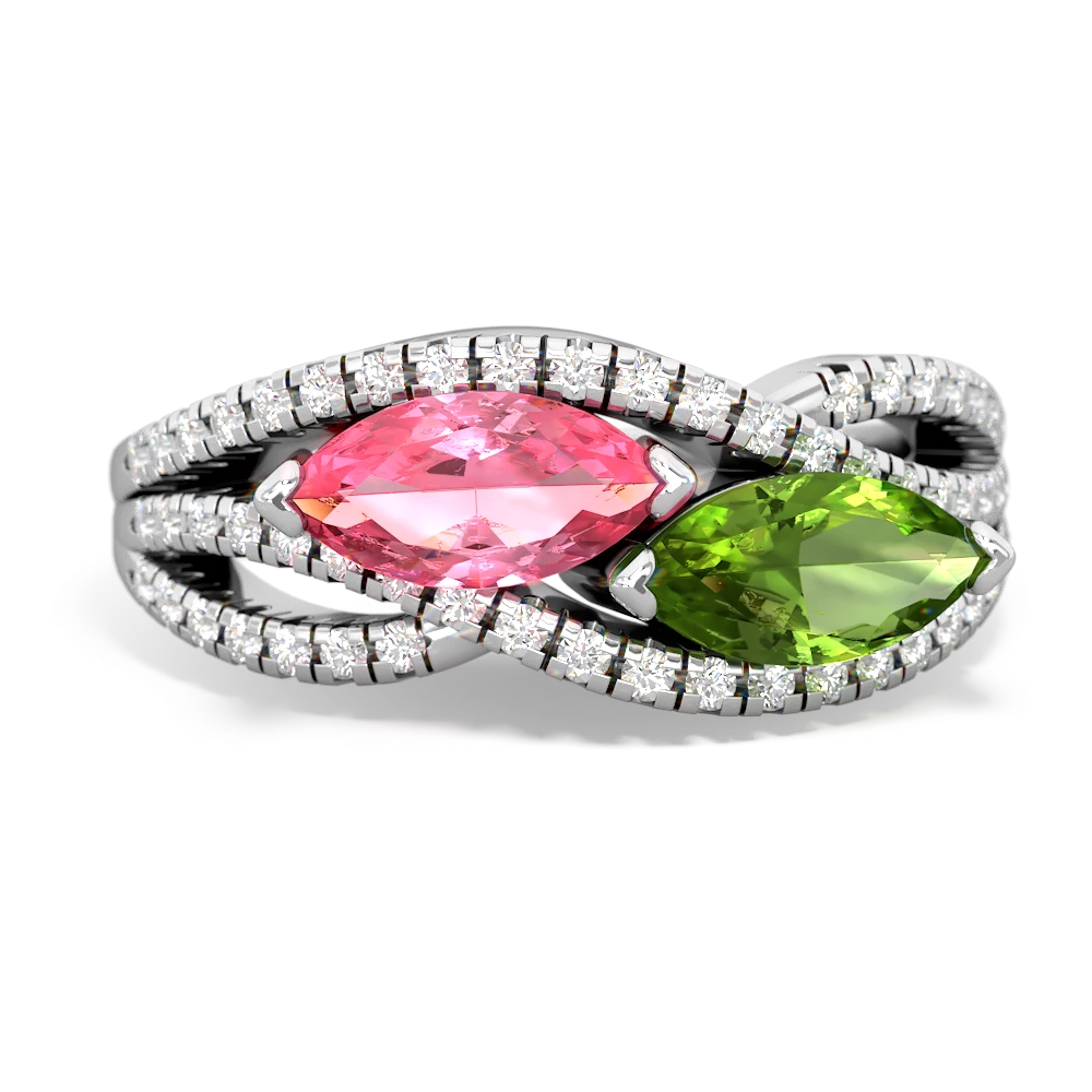 Lab Pink Sapphire Diamond Rivers 14K White Gold ring R3070