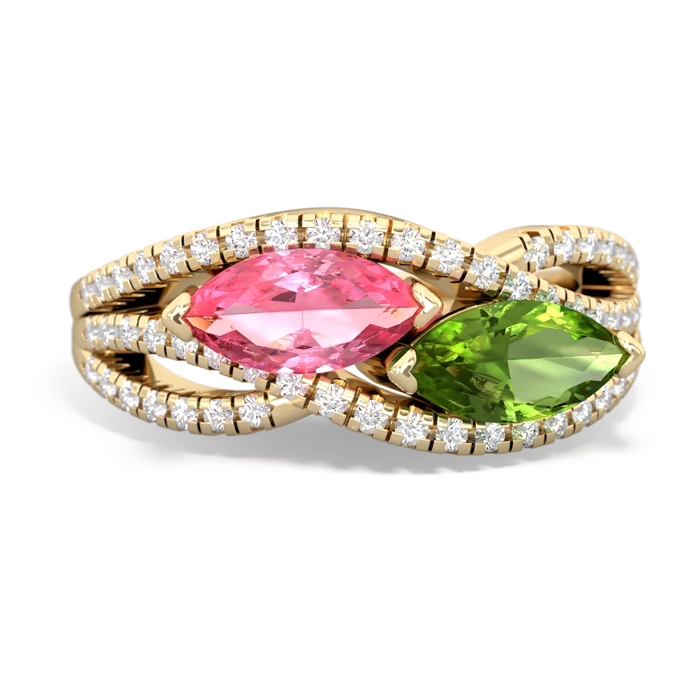 Lab Pink Sapphire Diamond Rivers 14K Yellow Gold ring R3070