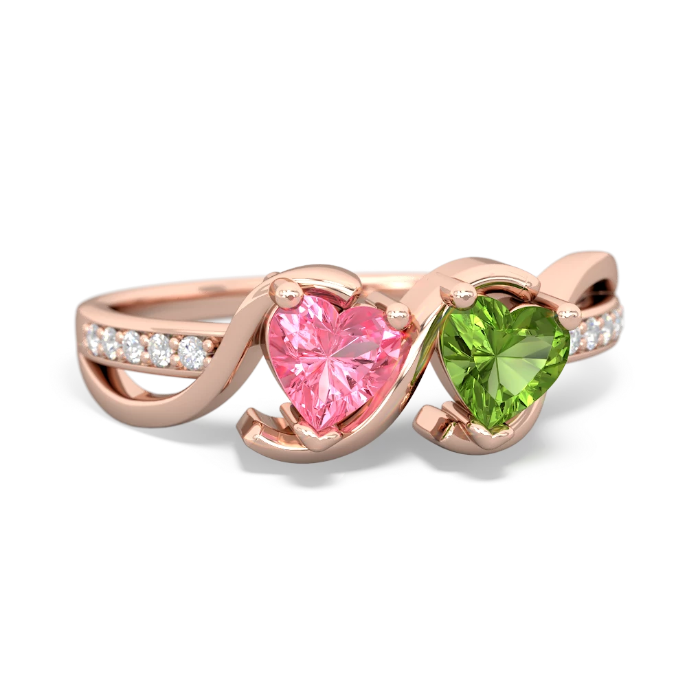 Lab Pink Sapphire Side By Side 14K Rose Gold ring R3090