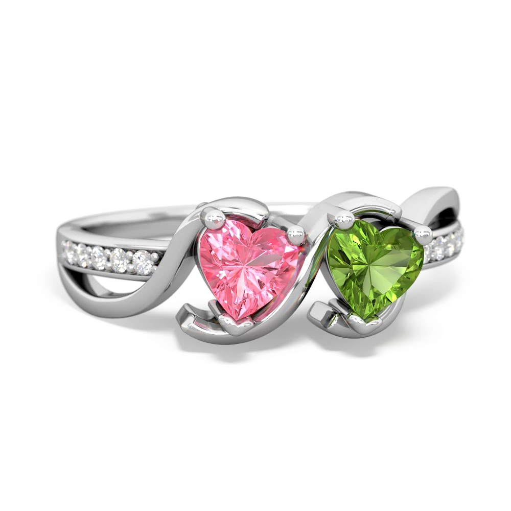 Lab Pink Sapphire Side By Side 14K White Gold ring R3090