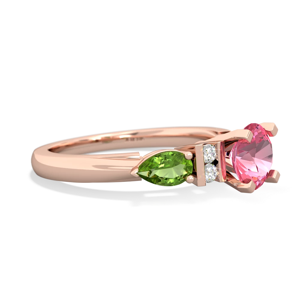 Lab Pink Sapphire 6Mm Round Eternal Embrace Engagement 14K Rose Gold ring R2005