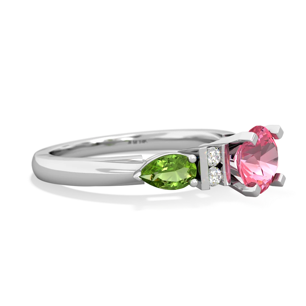 Lab Pink Sapphire 6Mm Round Eternal Embrace Engagement 14K White Gold ring R2005