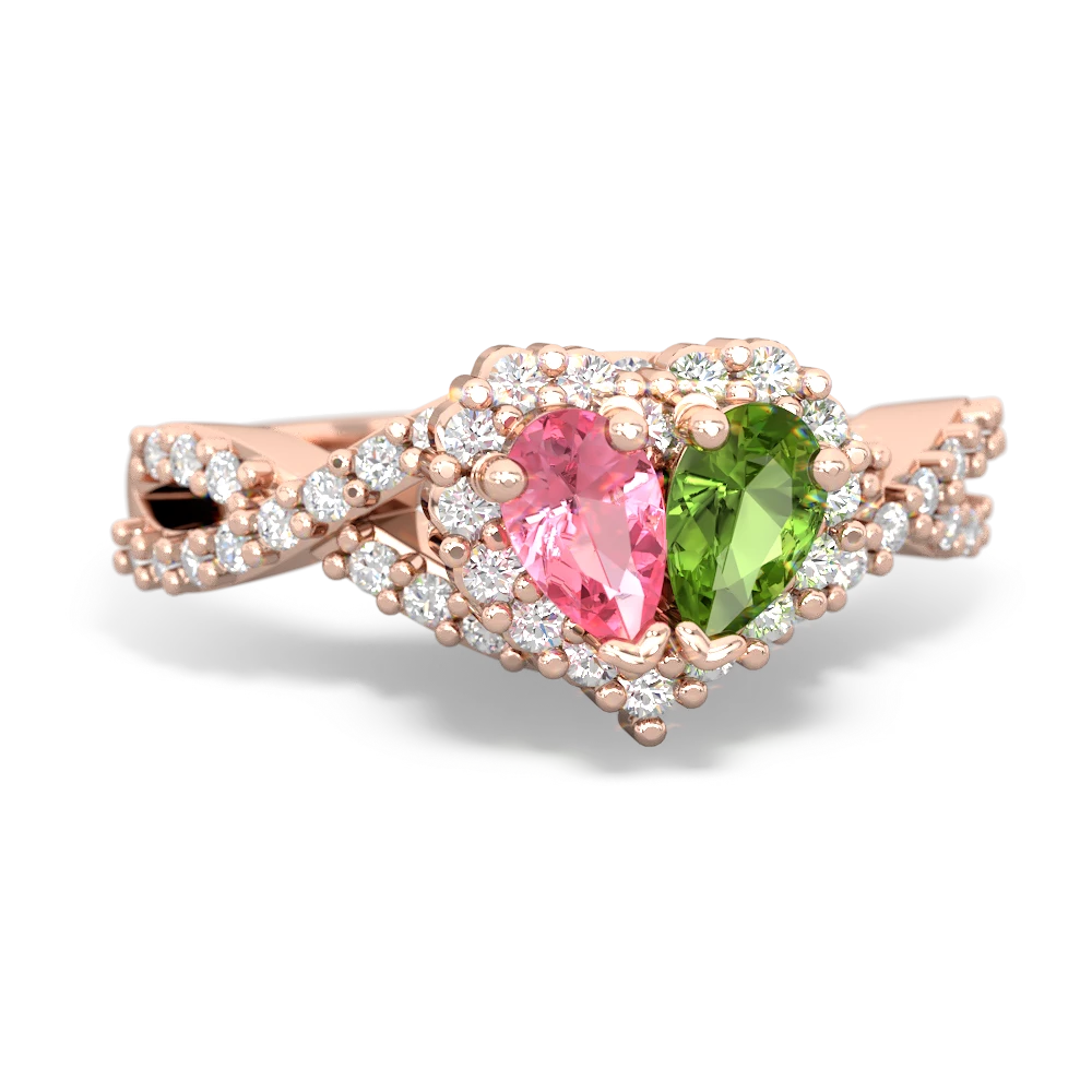 Lab Pink Sapphire Diamond Twist 'One Heart' 14K Rose Gold ring R2640HRT