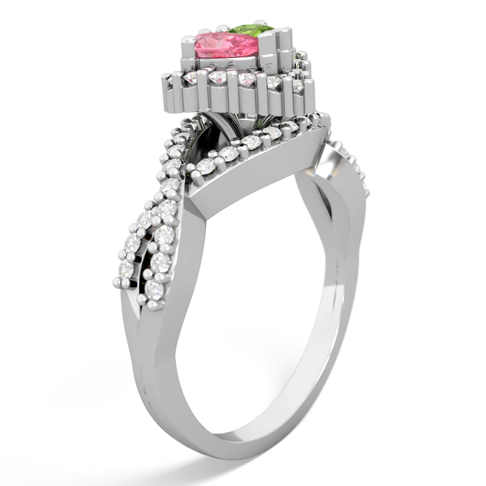 Lab Pink Sapphire Diamond Twist 'One Heart' 14K White Gold ring R2640HRT