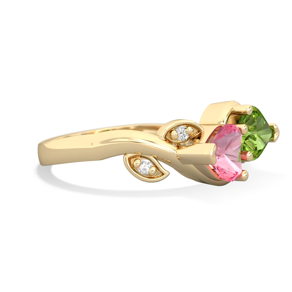 Lab Pink Sapphire Floral Elegance 14K Yellow Gold ring R5790