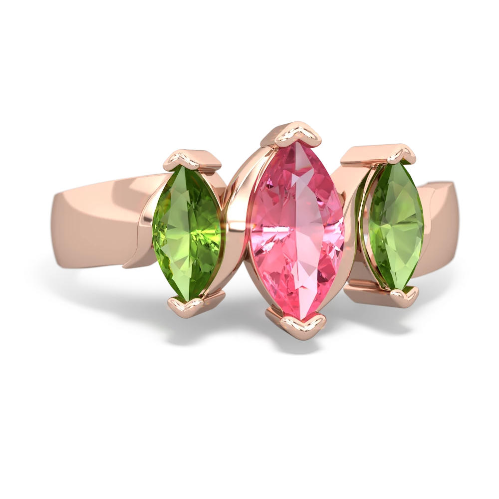 Lab Pink Sapphire Three Peeks 14K Rose Gold ring R2433