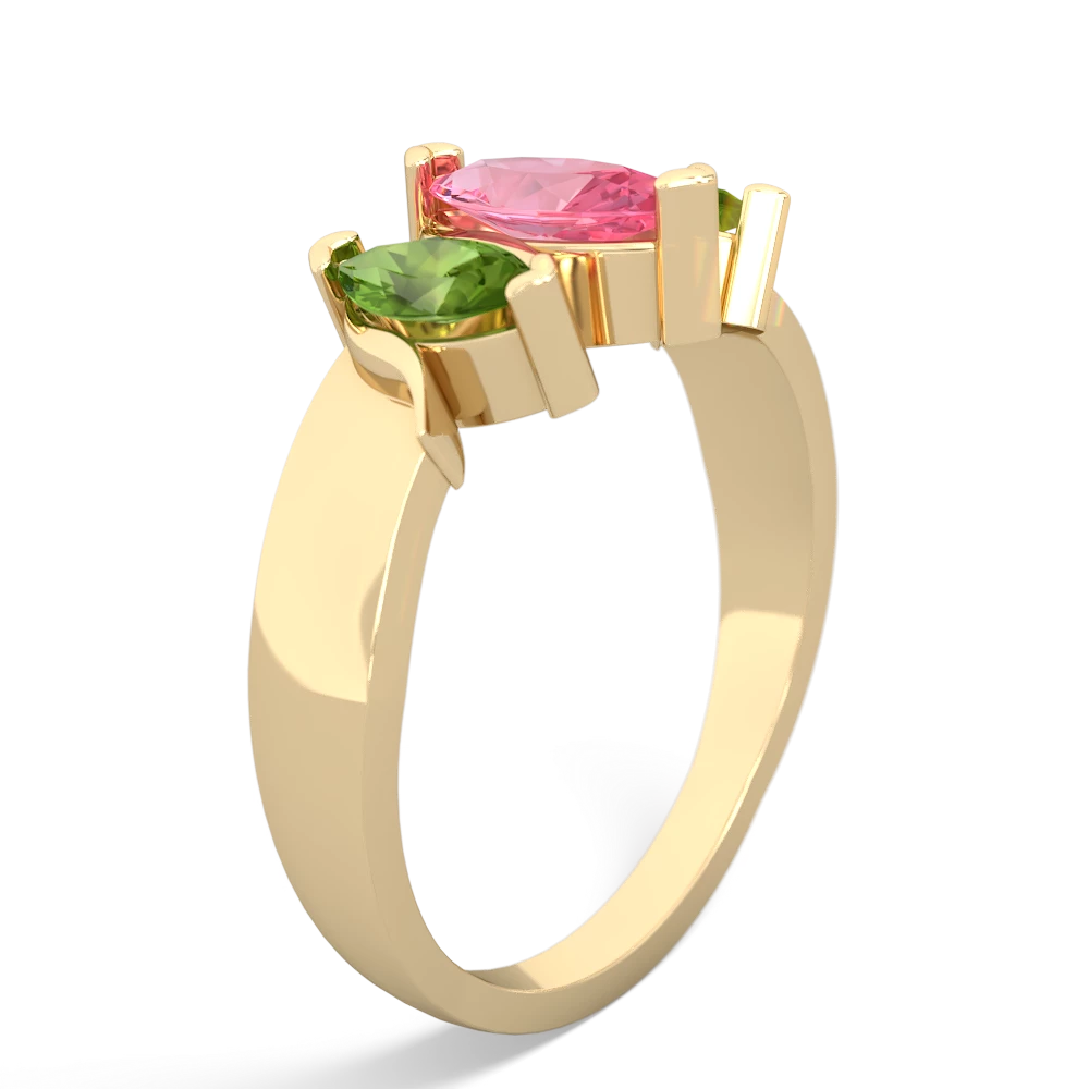 Lab Pink Sapphire Three Peeks 14K Yellow Gold ring R2433