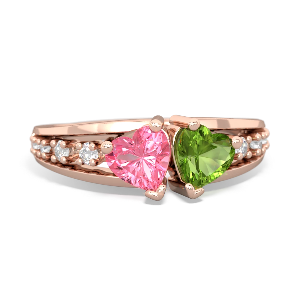 Lab Pink Sapphire Heart To Heart 14K Rose Gold ring R3342