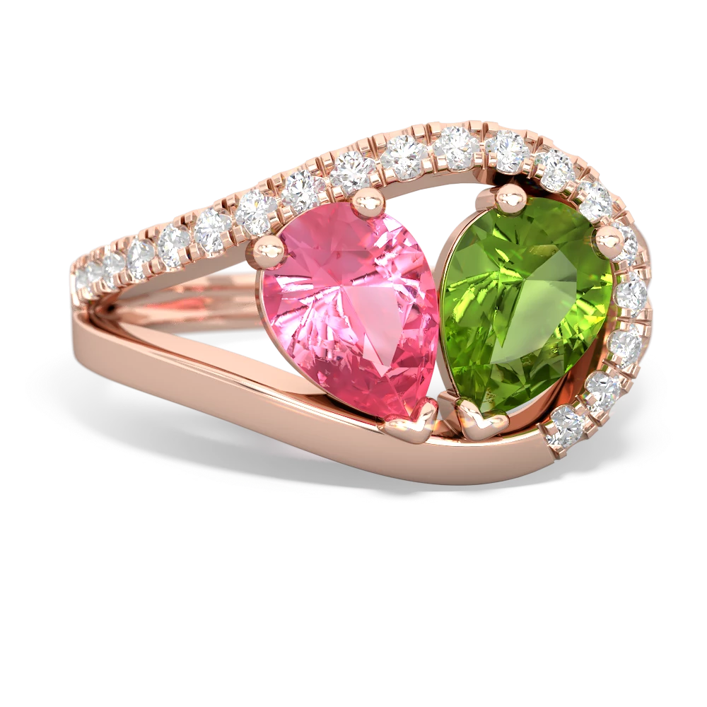 Lab Pink Sapphire Nestled Heart Keepsake 14K Rose Gold ring R5650