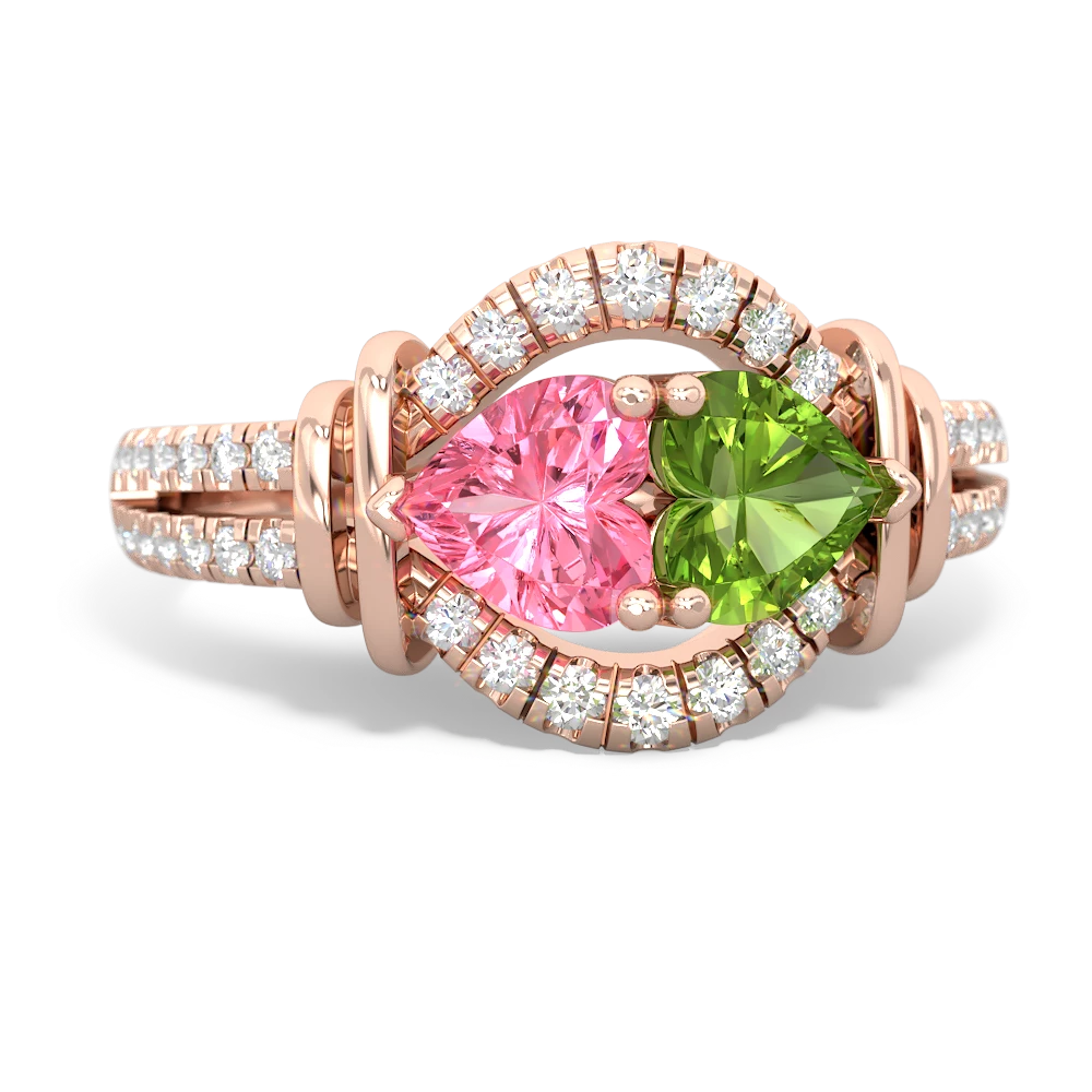 Lab Pink Sapphire Art-Deco Keepsake 14K Rose Gold ring R5630