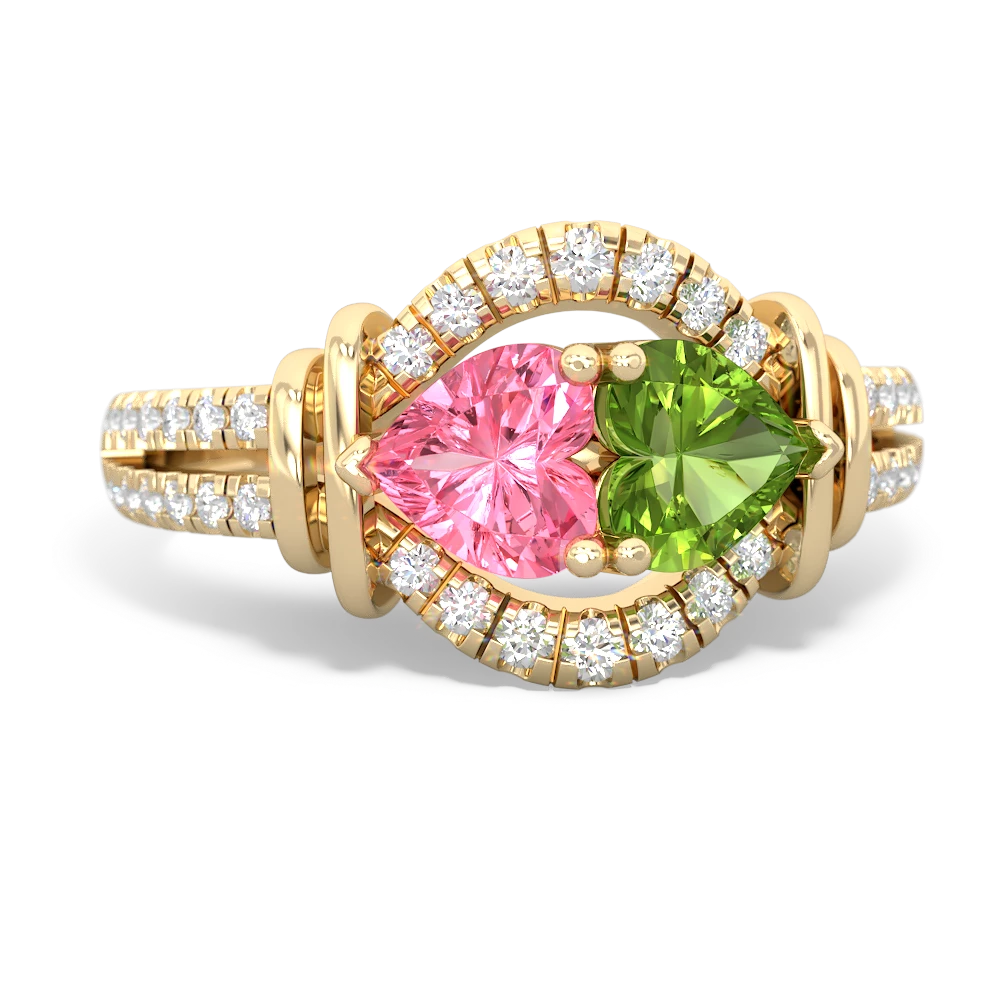 Lab Pink Sapphire Art-Deco Keepsake 14K Yellow Gold ring R5630