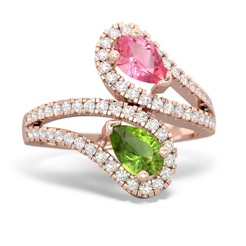 Lab Pink Sapphire Diamond Dazzler 14K Rose Gold ring R3000