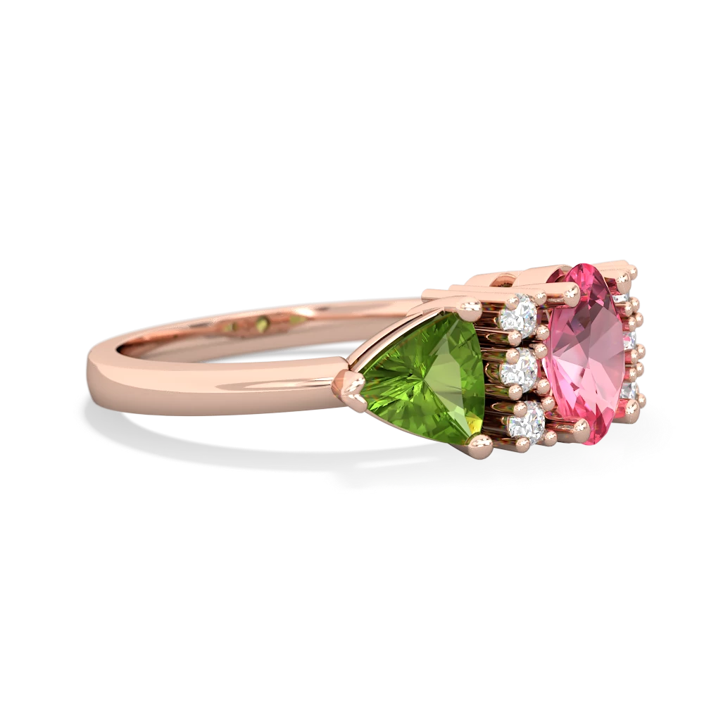 Lab Pink Sapphire Antique Style Three Stone 14K Rose Gold ring R2186