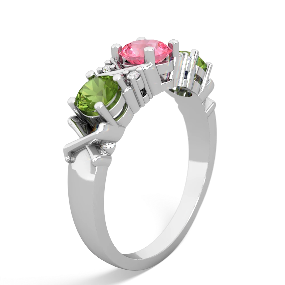 Lab Pink Sapphire Hugs And Kisses 14K White Gold ring R5016