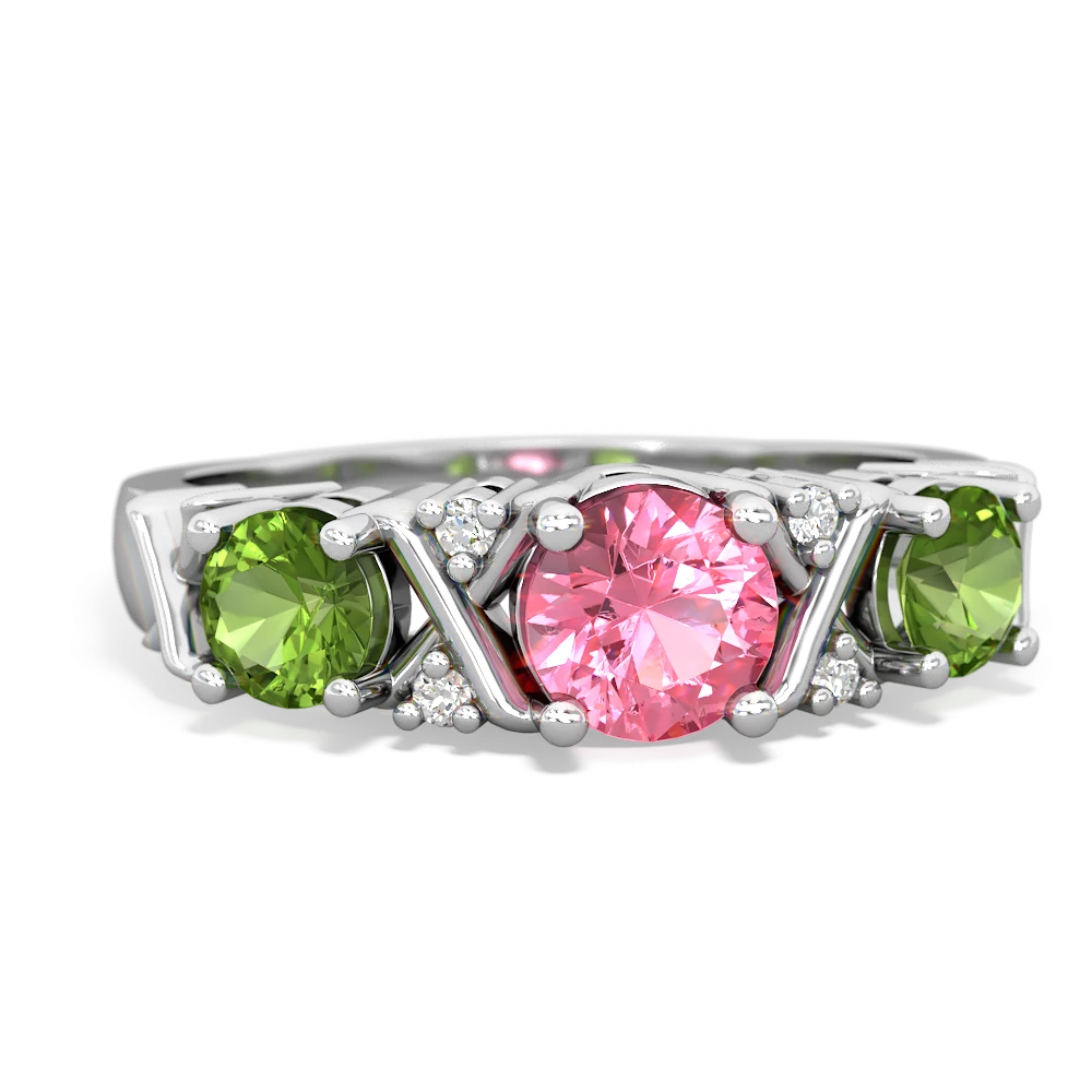 Lab Pink Sapphire Hugs And Kisses 14K White Gold ring R5016