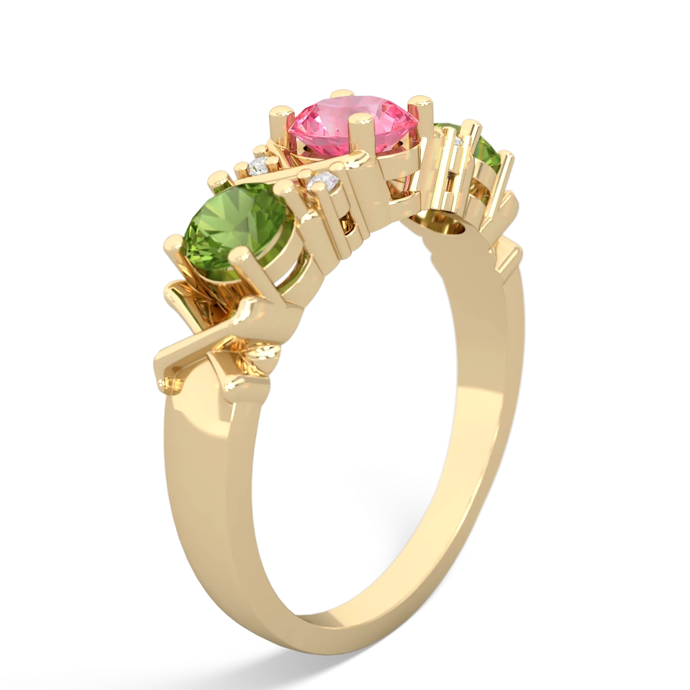 Lab Pink Sapphire Hugs And Kisses 14K Yellow Gold ring R5016