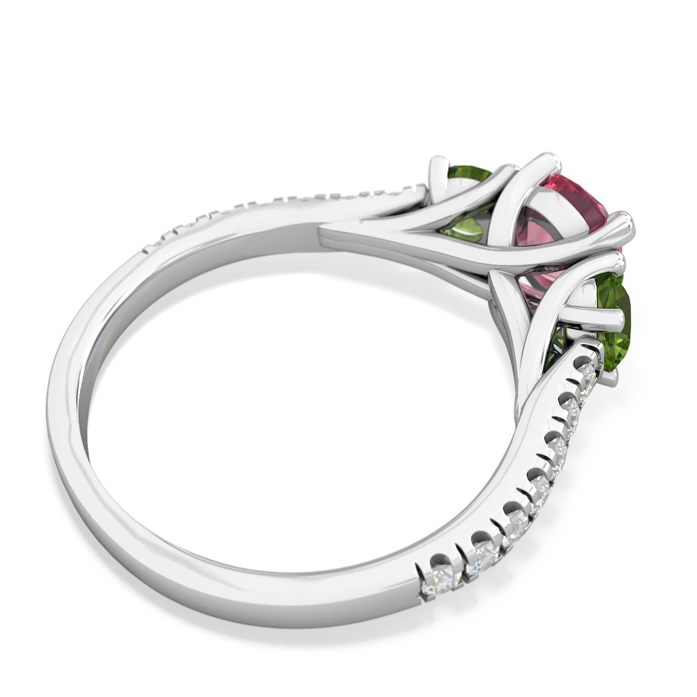 Lab Pink Sapphire Pave Trellis 14K White Gold ring R5500