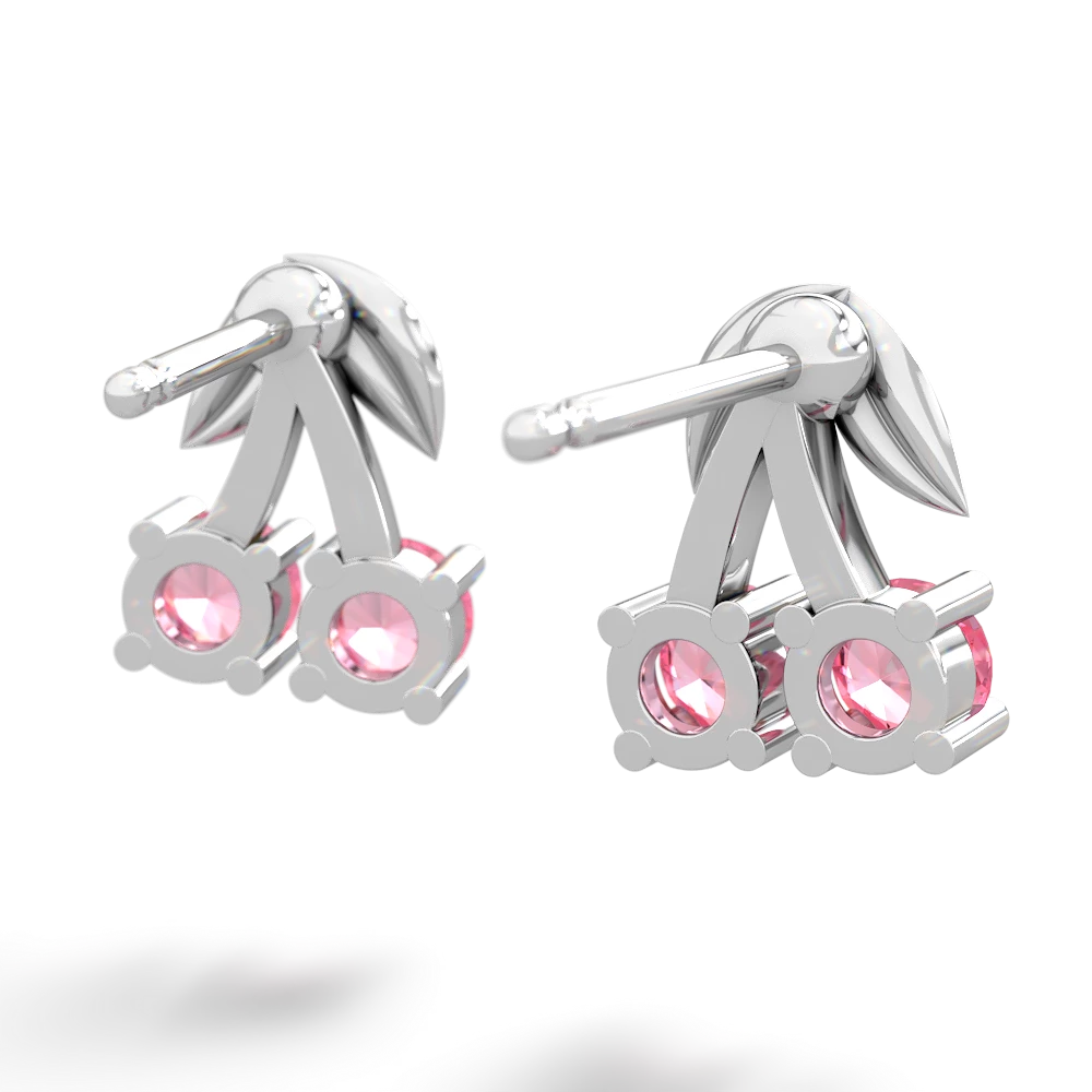 Lab Pink Sapphire Sweet Cherries 14K White Gold earrings E7001