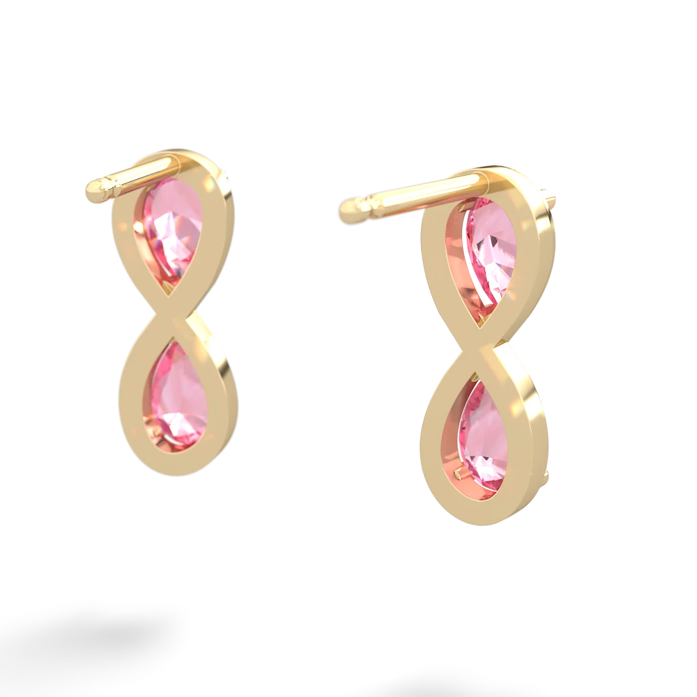 Lab Pink Sapphire Infinity 14K Yellow Gold earrings E5050