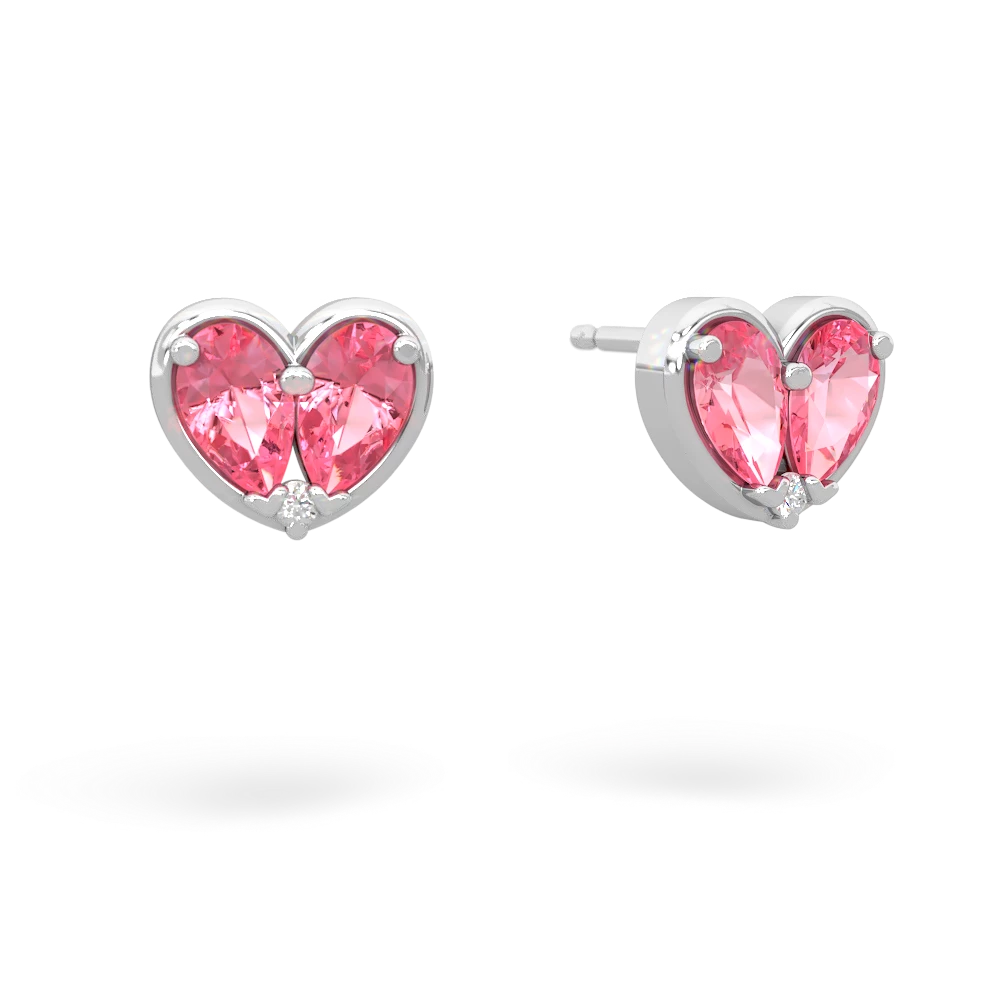 Lab Pink Sapphire 'Our Heart' 14K White Gold earrings E5072