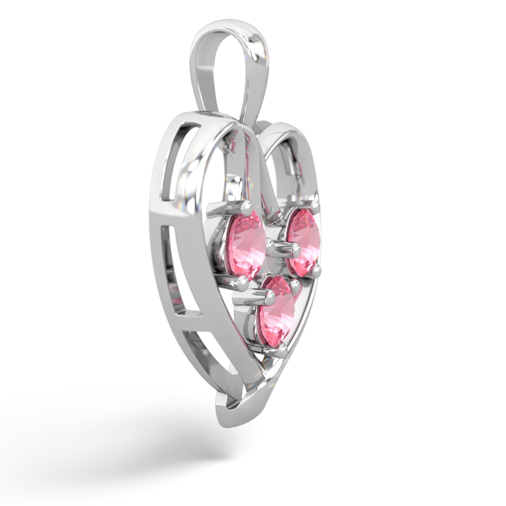 Lab Pink Sapphire Glowing Heart 14K White Gold pendant P2233