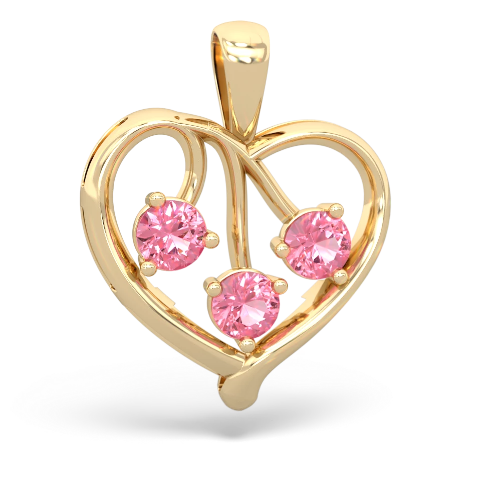 White Topaz Glowing Heart 14K Yellow Gold pendant P2233