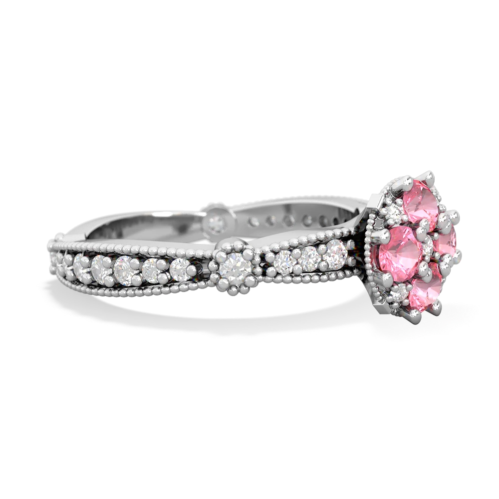 Lab Pink Sapphire Sparkling Tiara Cluster 14K White Gold ring R26293RD