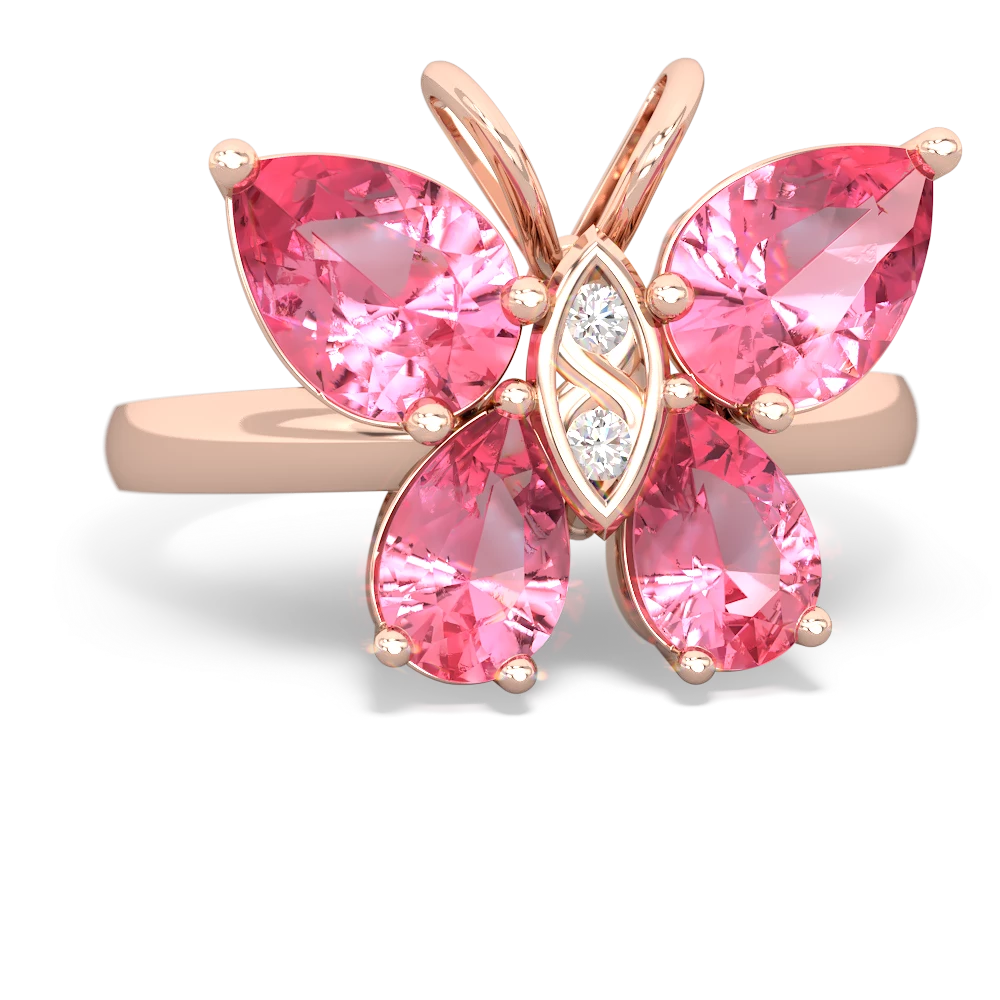 Lab Pink Sapphire Butterfly 14K Rose Gold ring R2215