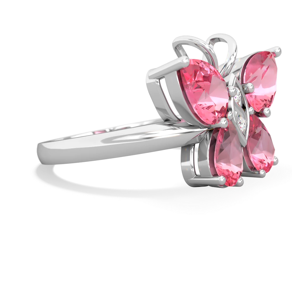 Lab Pink Sapphire Butterfly 14K White Gold ring R2215