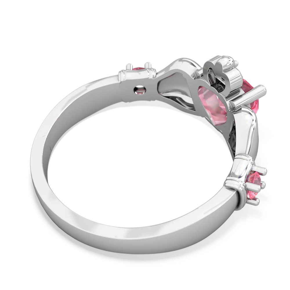 Garnet Claddagh Keepsake 14K White Gold ring R5245