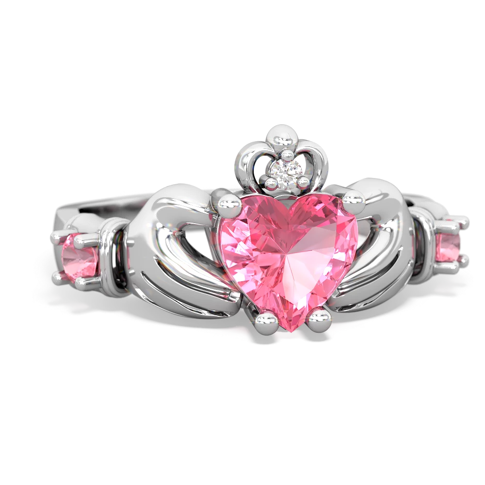 Garnet Claddagh Keepsake 14K White Gold ring R5245