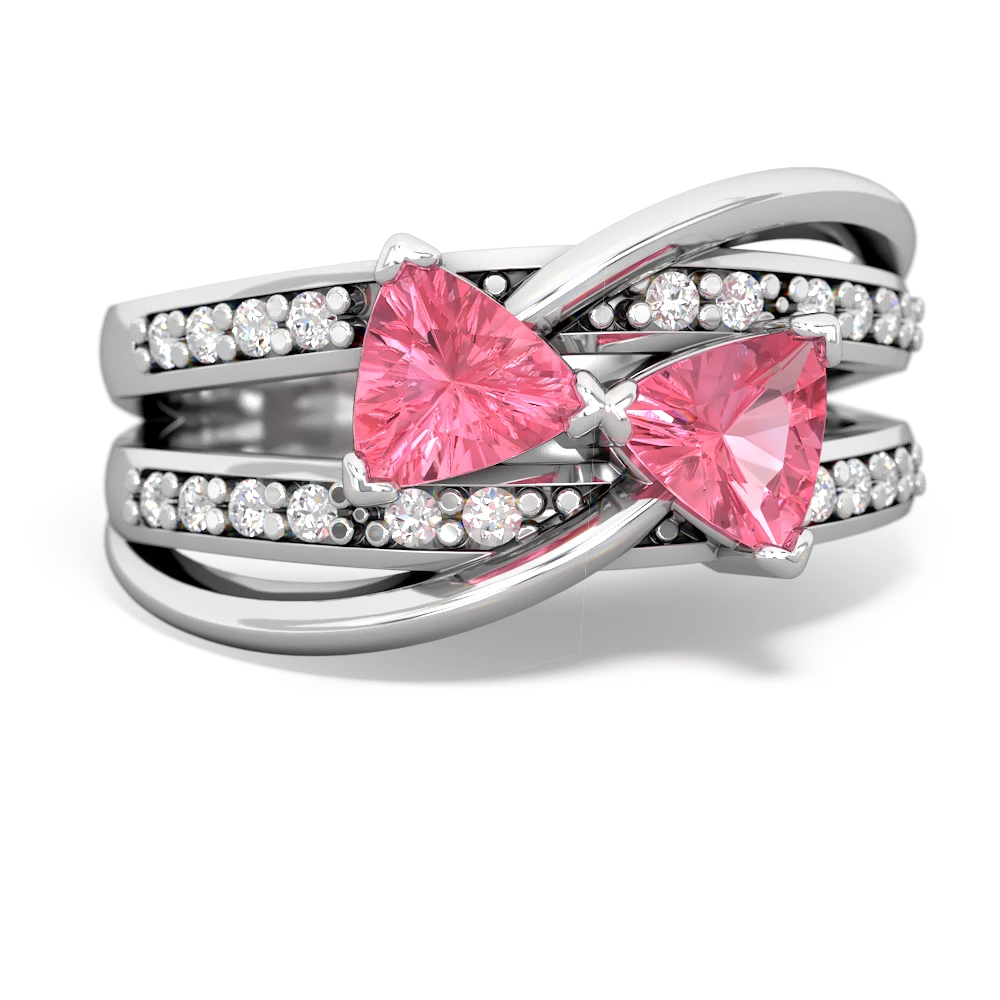 Lab Pink Sapphire Bowtie 14K White Gold ring R2360