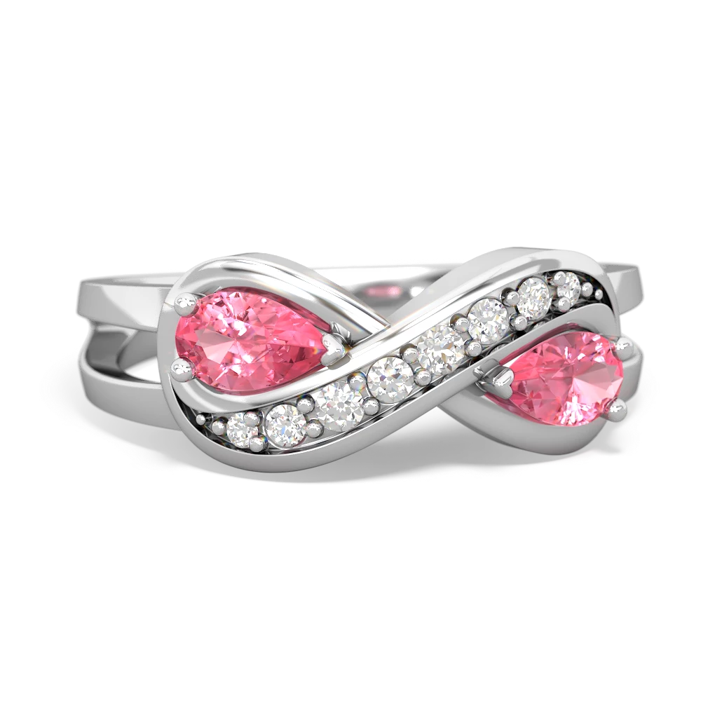 Lab Pink Sapphire Diamond Infinity 14K White Gold ring R5390