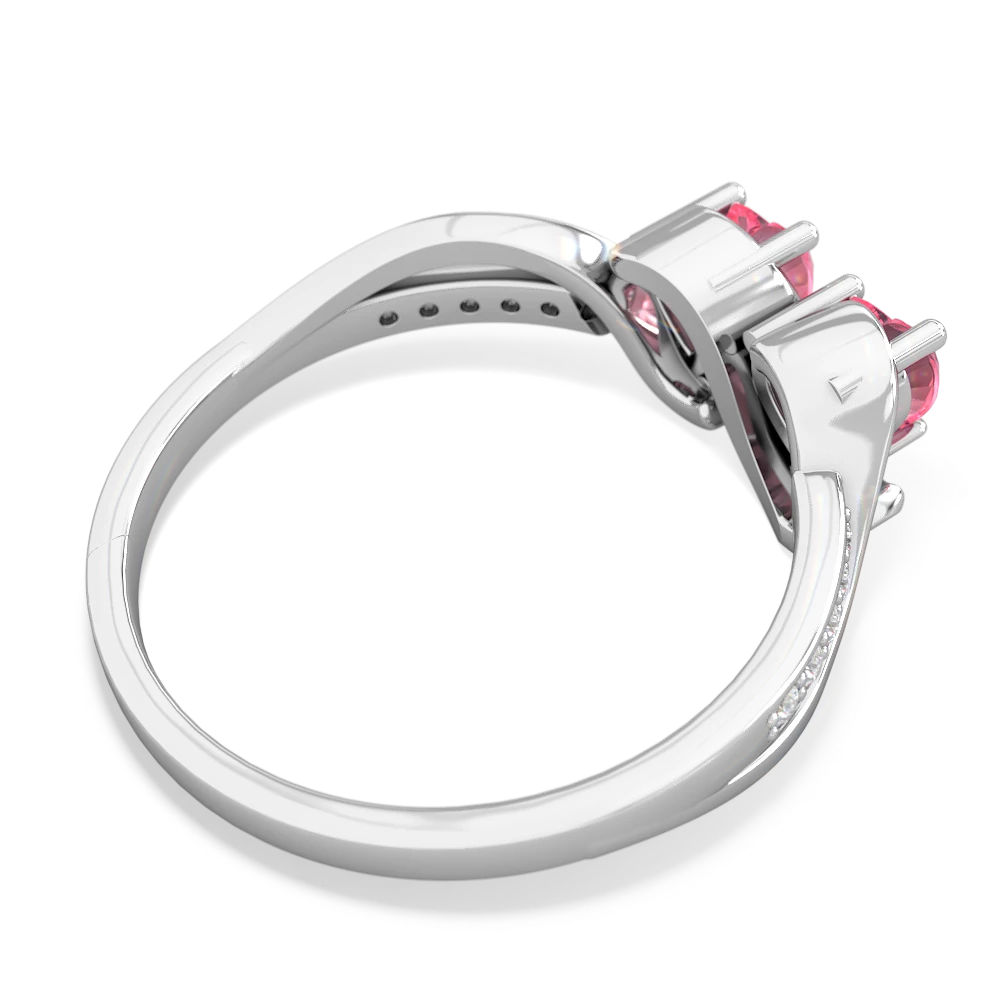 Lab Pink Sapphire Side By Side 14K White Gold ring R3090