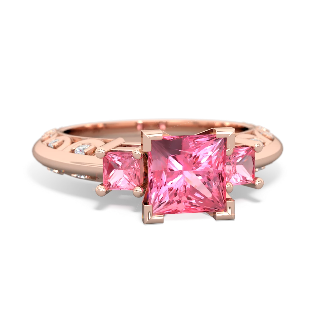 Pink Tourmaline Eternal Embrace Engagement 14K Rose Gold ring C2001