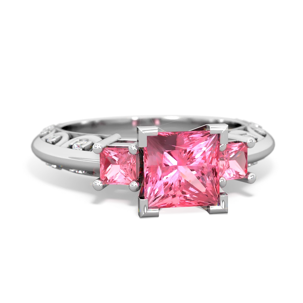 Pink Tourmaline Eternal Embrace Engagement 14K White Gold ring C2001