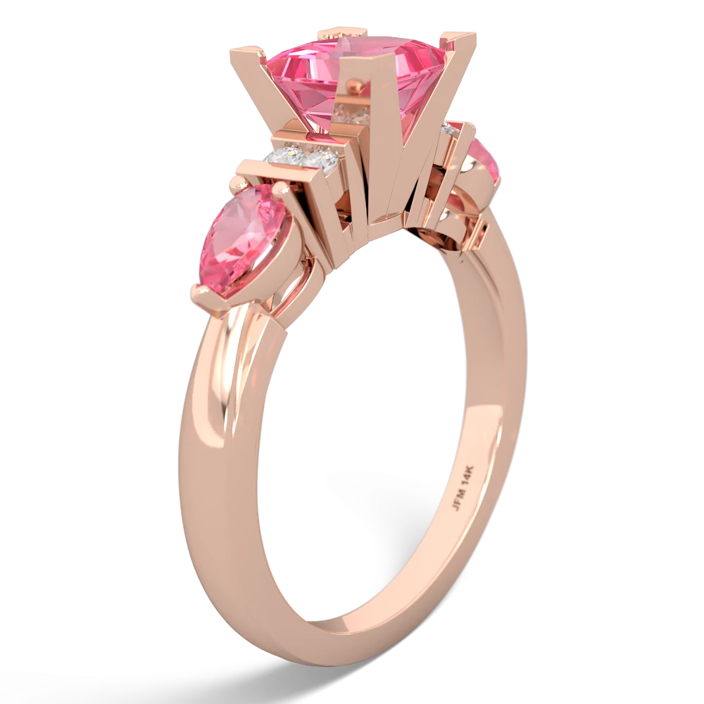 Lab Pink Sapphire 6Mm Princess Eternal Embrace Engagement 14K Rose Gold ring C2002