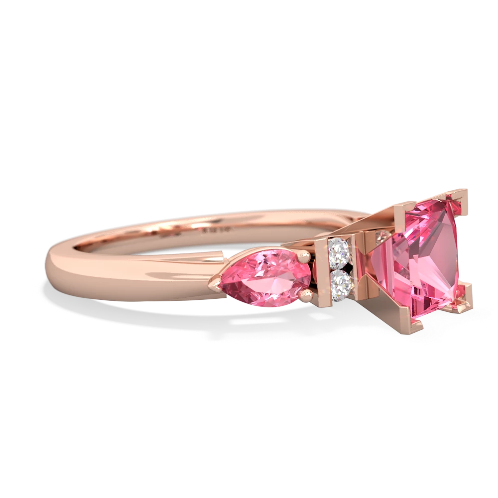 Pink Tourmaline 6Mm Princess Eternal Embrace Engagement 14K Rose Gold ring C2002